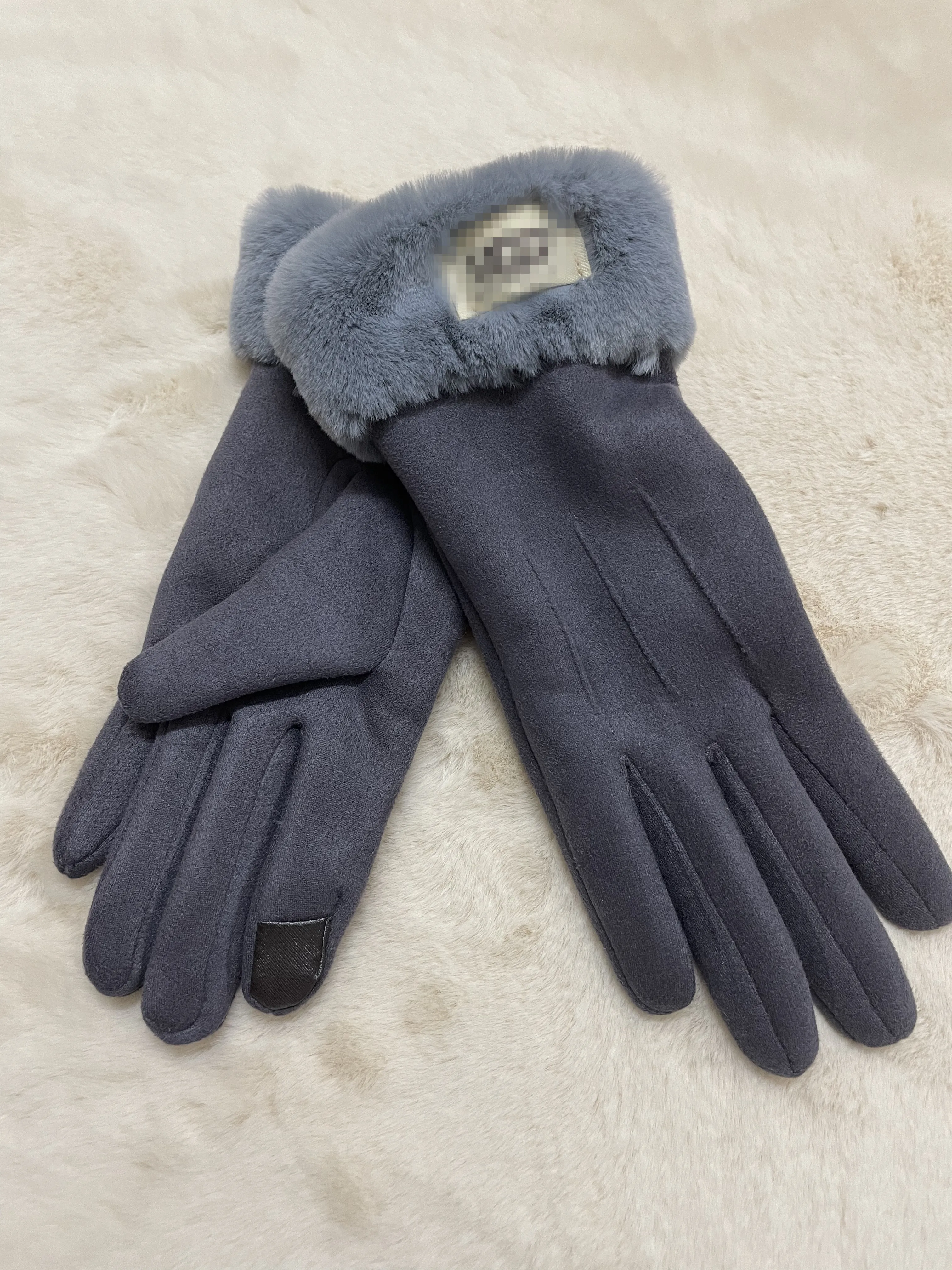 LOGO Trending Autumn and Winter Daily Life Gloves Warmth Soft Woolen Fabric Full- Gloves for Men and Women