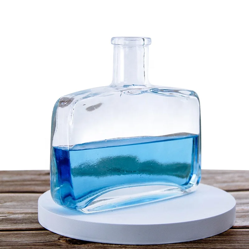 Popular Flat Square Shaped 500ml Clear Perfume Vase Aroma GlassReed Diffuser  Bottles