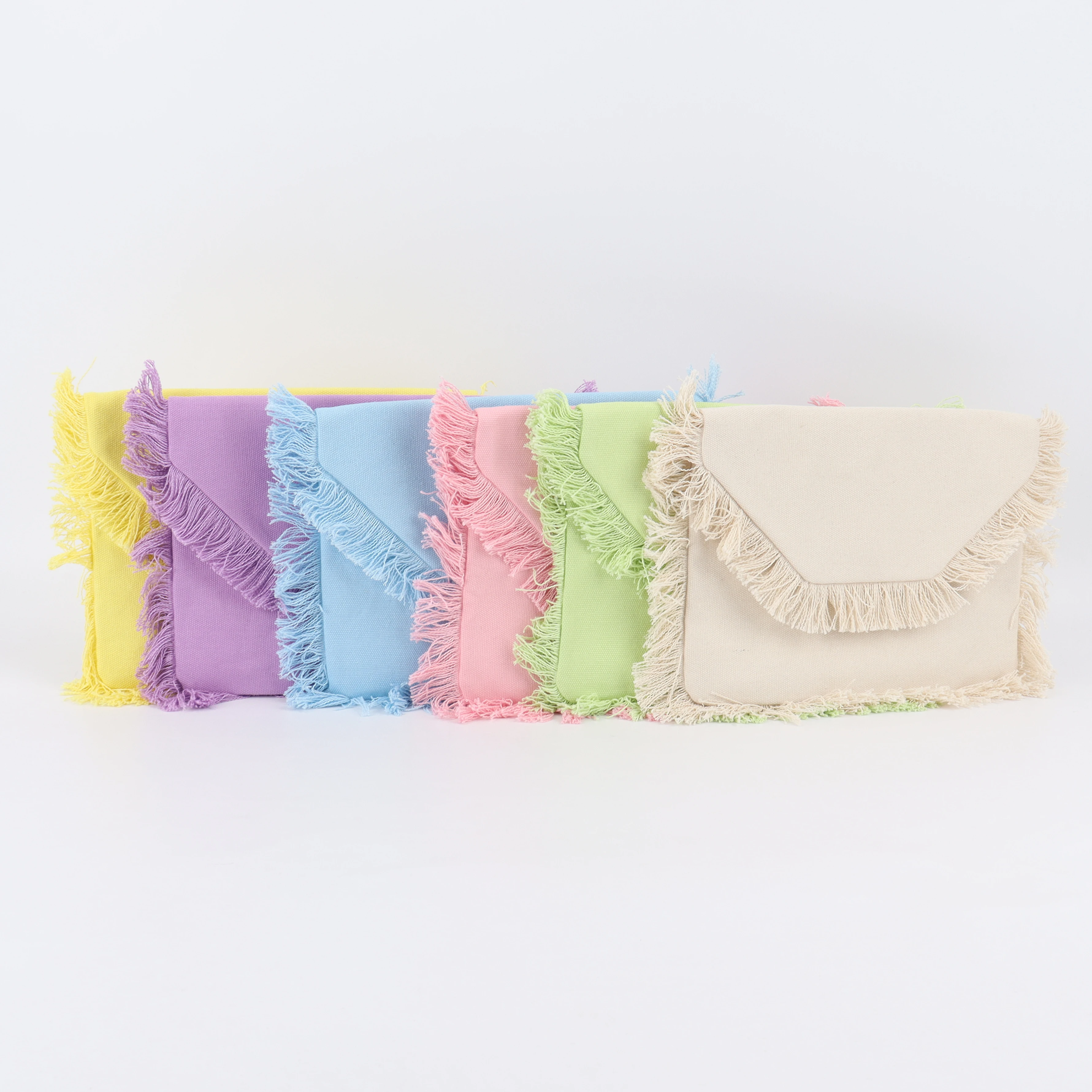 Factory Online Canvas Material Clutch Bag Women Summer Fashion Tassel Design Cute Clutch Bags Daily Leisure Shopping Clutch Bag