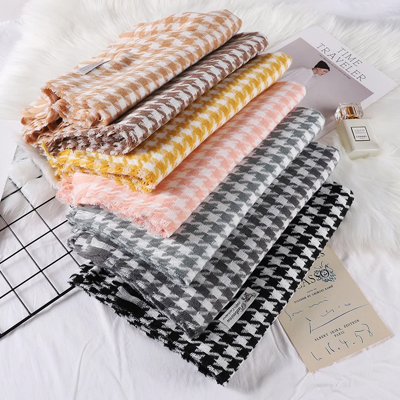 70x200 7colors acrylic  houndstooth women Shawl Long Plain Tassel pashmina Scarves cashmere Winter shawl Scarf