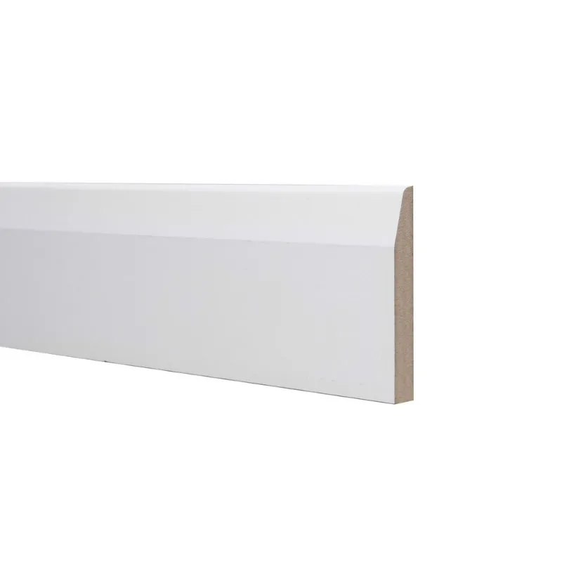white primer Charmfered and rounded  decorative baseboard wood molding for America market mdf baseboard corner
