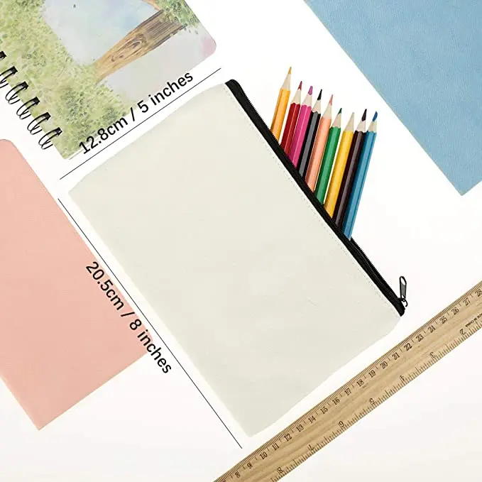 Custom logo portable canvas pencilcanvas pencil case for kids