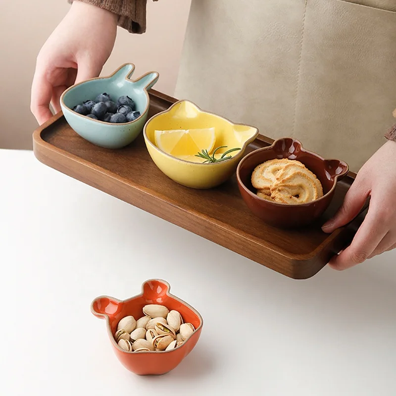 Creative Small Cat Shape Ceramic Plates Dishes Food Soy Sauce Dessert Snack Dipping Dish