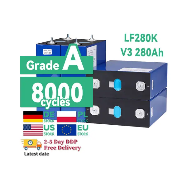 EU Stock 3.2V LFP LF280K Lifepo4 280Ah 320Ah 302Ah 340Ah 230Ah 200Ah 120Ah 100Ah 50Ah Lifepo4 Battery Cell for Energy Storage