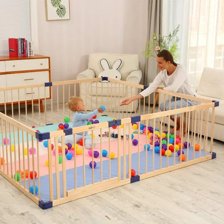 Wooden fence factory direct price play easy to tear open outfit solid wood Baby safety Playpen