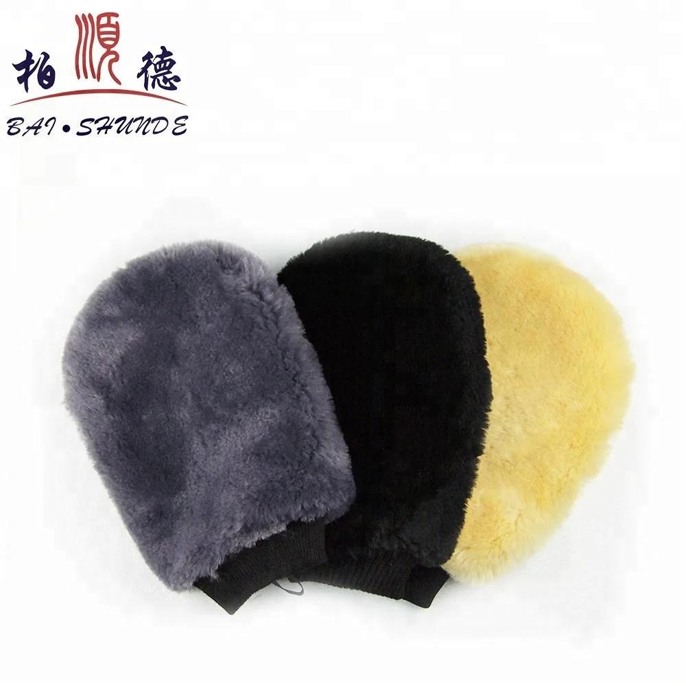 100% Genuine Merino Long Hair Sheepskin Lambswool Wash Mitt for Car