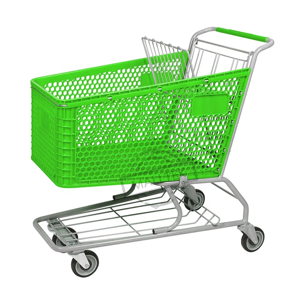 Cheaper Price Plastic Supermarket Shopping Trolley Cart Plastic Basket With Baby Seat