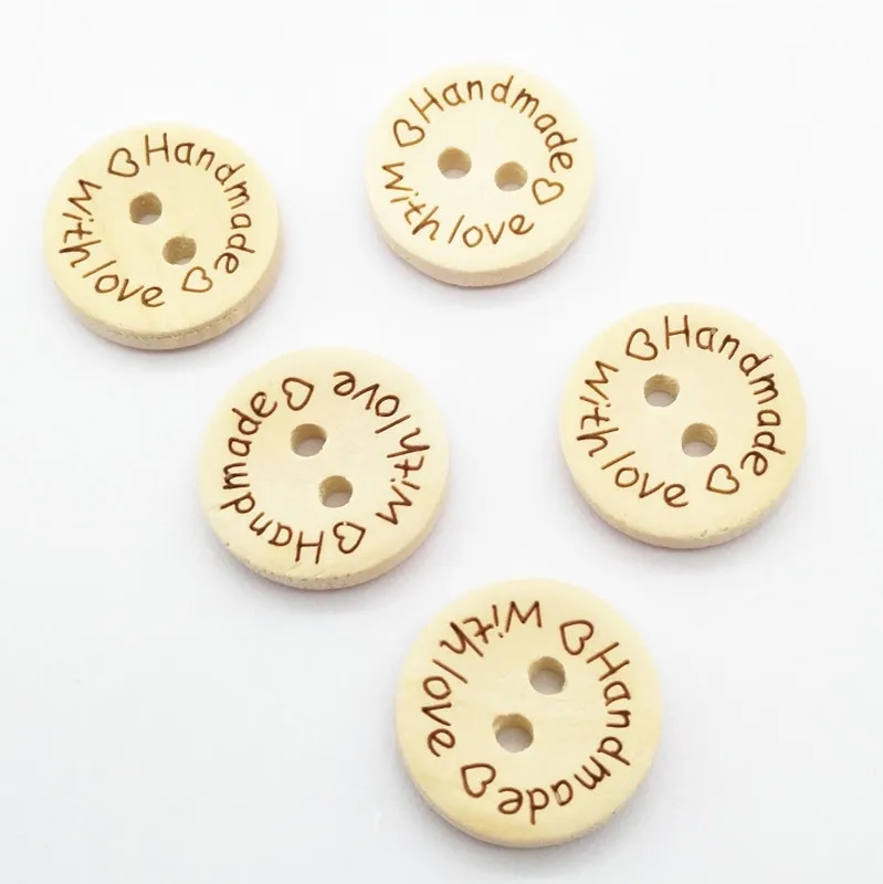 15mm and 20mm handmade withlove wood button in natural color, natural wood button