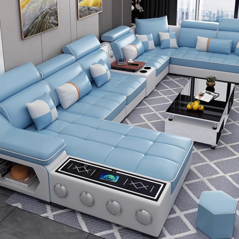 Modern Sectional Nordic L U Shaped Reclining Sofa Set Fabric Couch Living Room Sofas