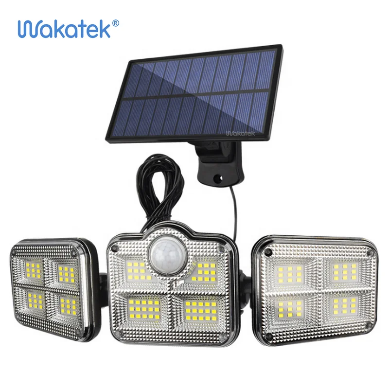Светодиодный садовый фонарь WAKATEK на солнечной батарее уличная лампа с пассивным датчиком движения 138LED 122SMD для украшения двора улицы 3
