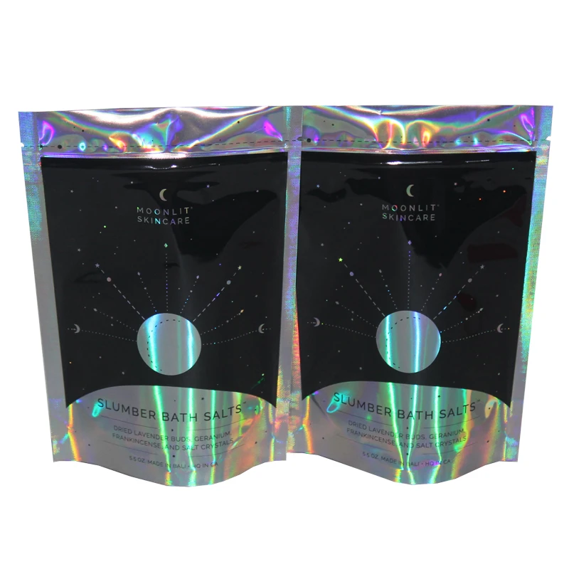 5.5OZ bath salts packaging custom printed stand up zipper bag laser packaging bag