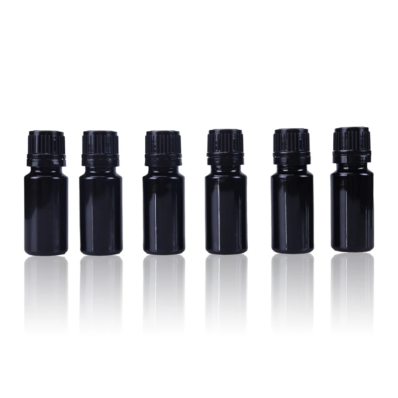 Cosmetic Packaging Matte Black Cosmetic 10ML Essential Oil Bottle With Plastic Screw Cap