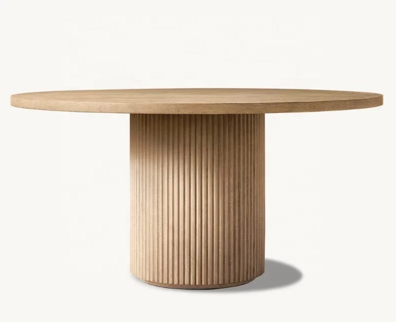 Luxury Dining Room Furniture Set Of 6 With Round Table Solid Oak Wood Round Dining Table Sets