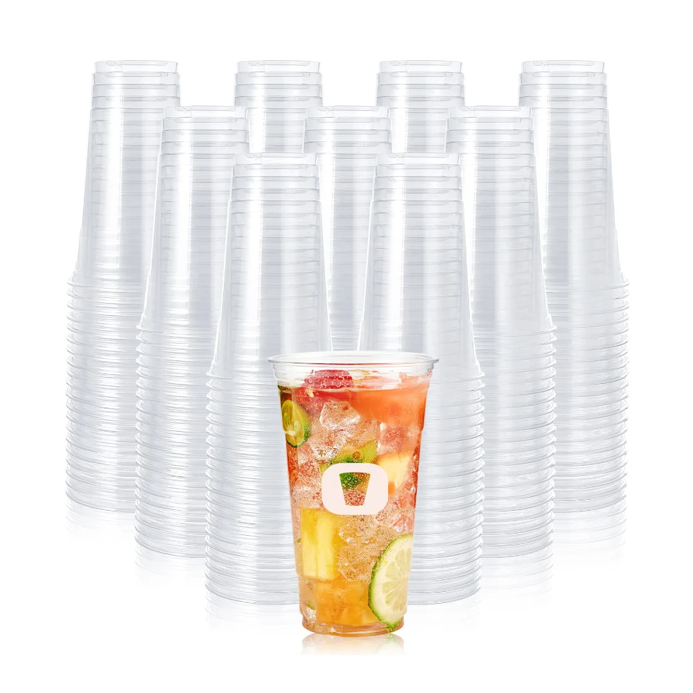 Lokyo Clear disposable pet boba cups custom 500ml cold drink smoothie coffee milk bubble tea plastic cup