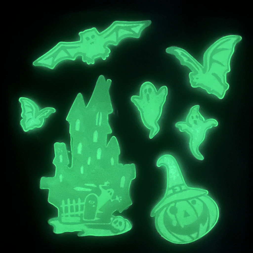 Halloween TPR Customized Window Clings decor stickers for glass window refrigerator door Glow Sticker Scary gel clings