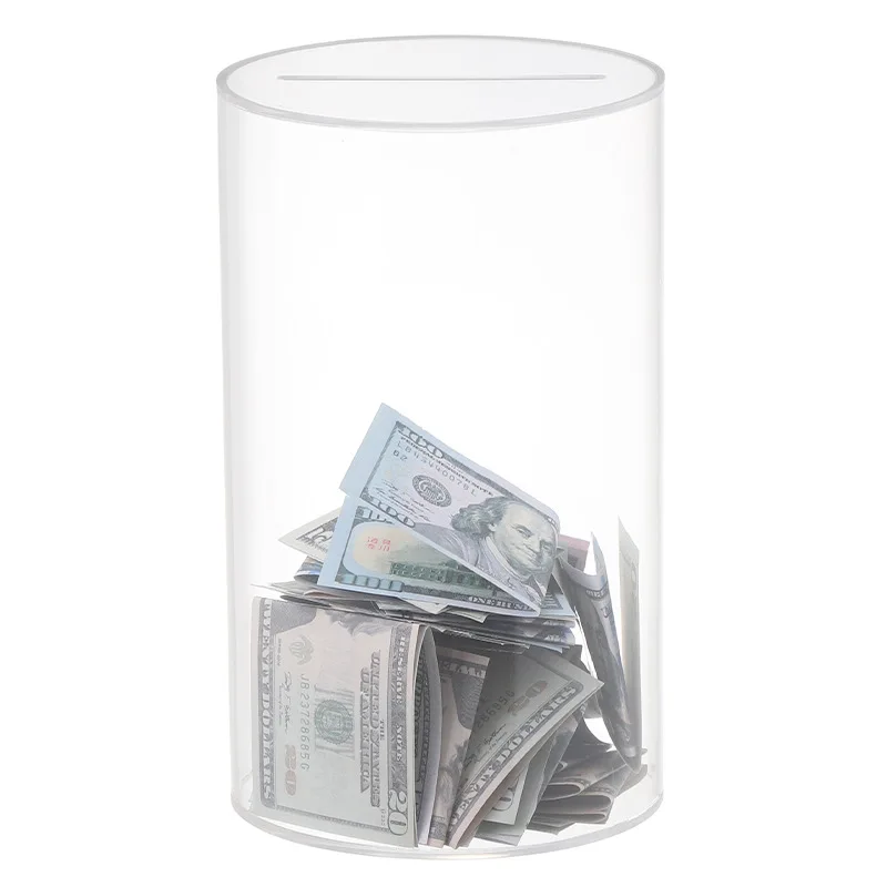 Custom Round Clear Piggy Bank Money Saving Box for Kids Acrylic Lion Piggy Bank Money Saving Box