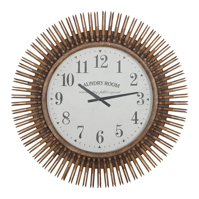 Brown Color Original Wood Handmade Room Decoration Antique Wooden Clock wall clocks