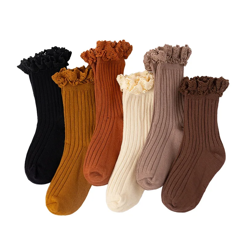 2022 New Spring Organic Cotton Crew Kids Toddler Baby Girl Ruffle Socks
