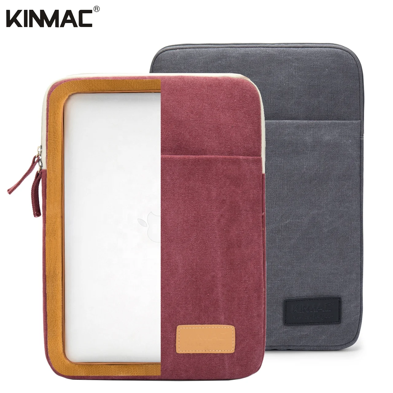 Kinmac 360 Protective Canvas Vertical Style Waterproof Laptop Sleeve with Pocket for 13 inch-13.5 inch Laptop and MacBook Airi
