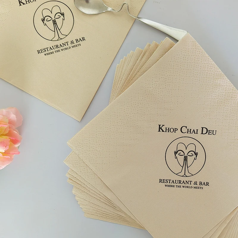 Santian High Quality Colored bamboo Pulp Napkins Personalized Animal Printed Paper Cocktail Serviettes in Bag Style