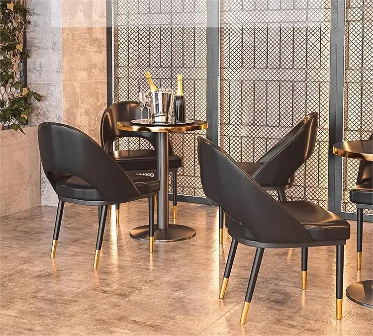 Hot Sale Restaurant Furniture Modern Booth Seating Black Color Leather Fast Food Table and Chair Set