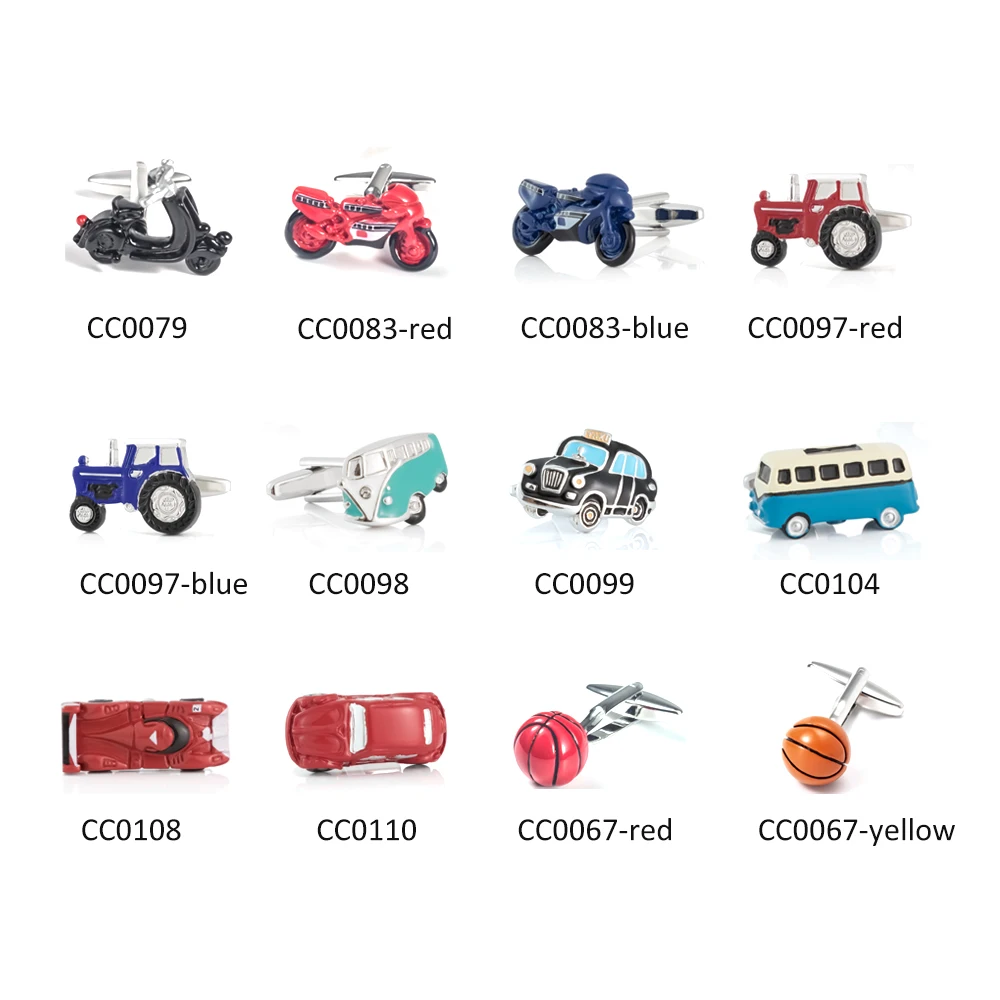 JINJIE новинка стильные запонки из латуни с эмалью для разных автомобилей мотоциклов мужчин