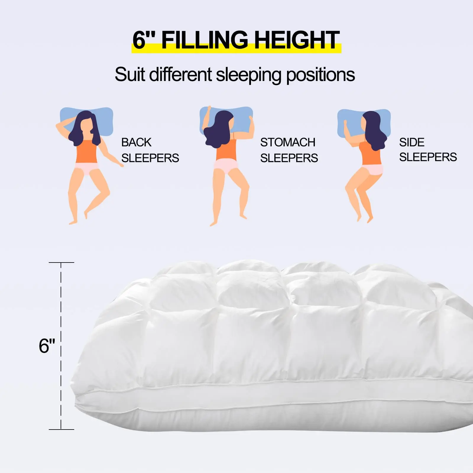 Роскошные подушки для поддержки отеля мягкие размера «Queen Size» сна