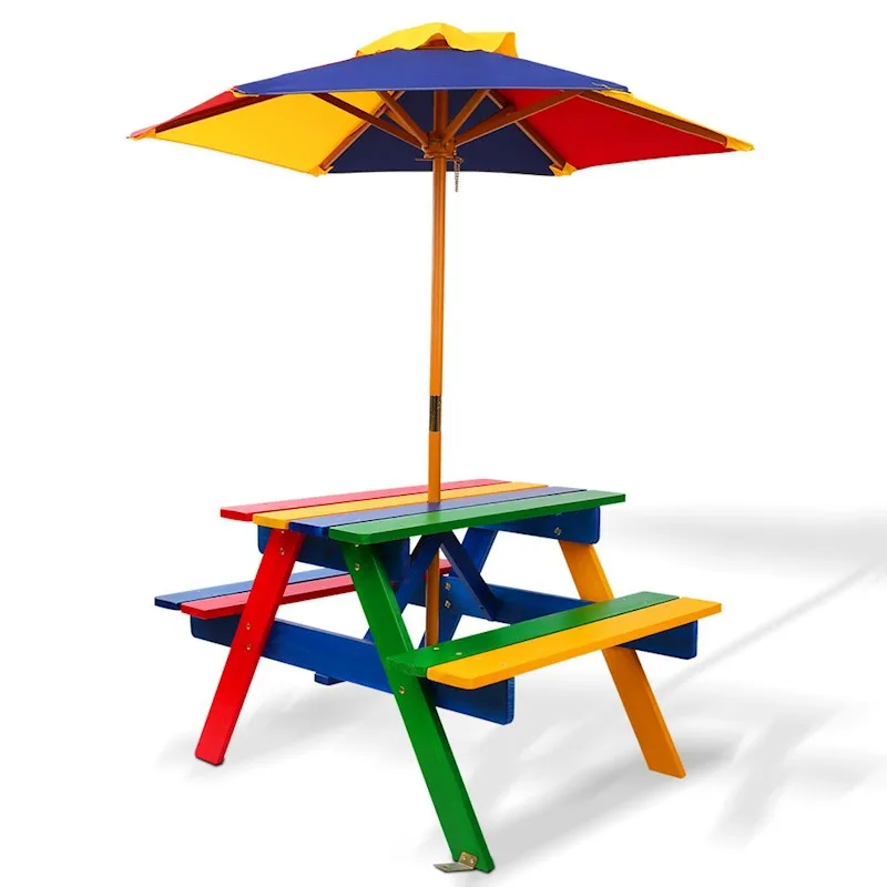 OEM custom 3in1 eco friendly cute lovely luxury short small wood outdoor garden children kids party play activity picnic table