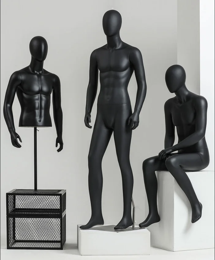 Hot Sale Full Body Male Matte Dark Grey Mannequin Lifelike Male Dummy Stand Mannequin For Clothing Store