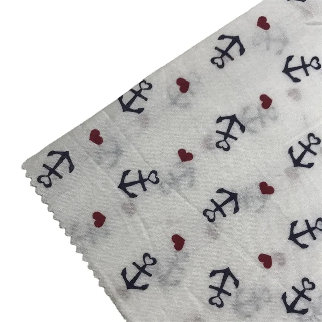 Factory custom moisture-absorbing breathable cotton love small sailboat printed fabric for dress pajamas etc