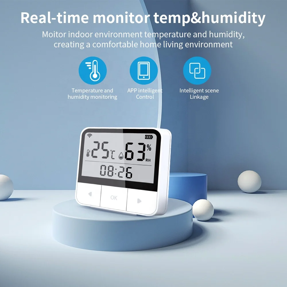 PGST Original factory Standalone Thermometer Hygrometer Wifi Alexa Voice Control Temperature Humidity Sensor for Tuya smart home