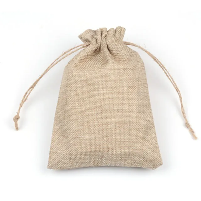 High Quality Natural Jute ECO Christmas Printed Linen Pouch Jute Custom Drawstring Gift Bags For Nuts Seeds Packaging