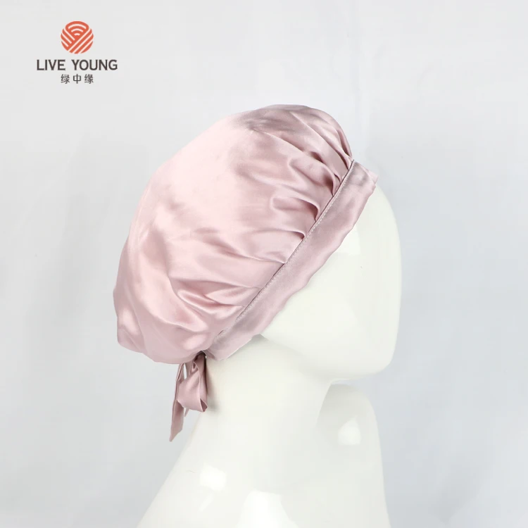 
2020 designer satin big pure silk bonnets custom hair silk with logo  (1600154583204)
