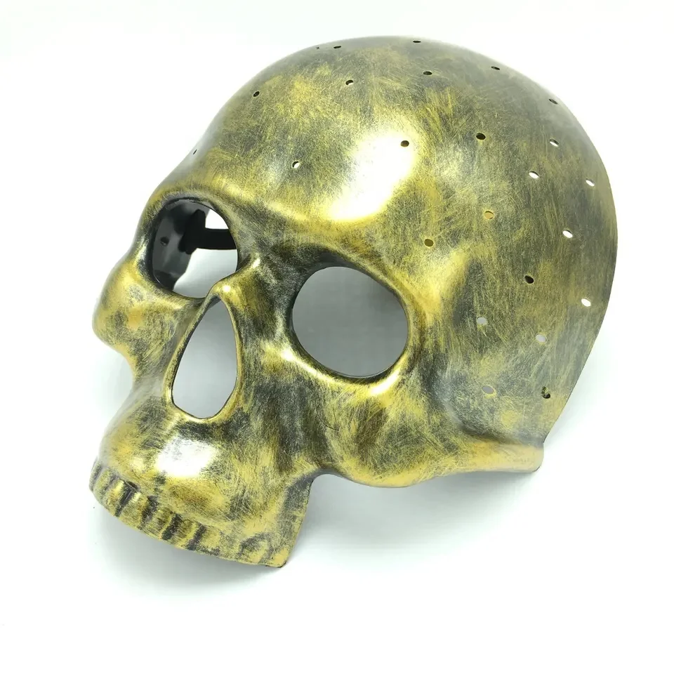Steampunk Halloween Cosplay Plastic Skeleton Full Face Gold Silver Cyborg Venetian Masquerade Gas Party Mask