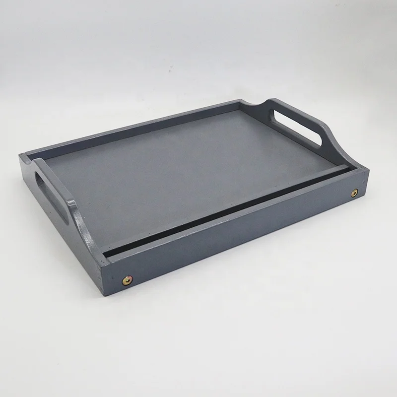 Bamboo laptop bed table folding legs Media slot laptop desk Bamboo wood bed breakfast food serving tray with phone slot