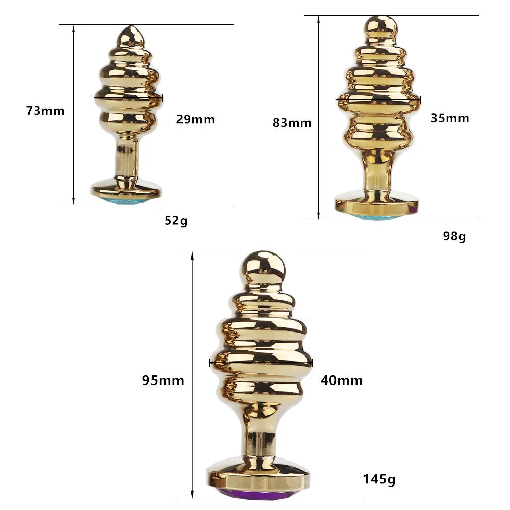 
unisex Sex Toys Luxury Jewelry Design helical Stainless Steel Metal Anal Butt Plug 
