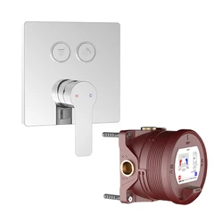 K6 Box Shower Valve Thermostatic Solid Brass Concealed Shower Mixer Push Button Valve Trim Kit Concealed Shower Faucet Chrome