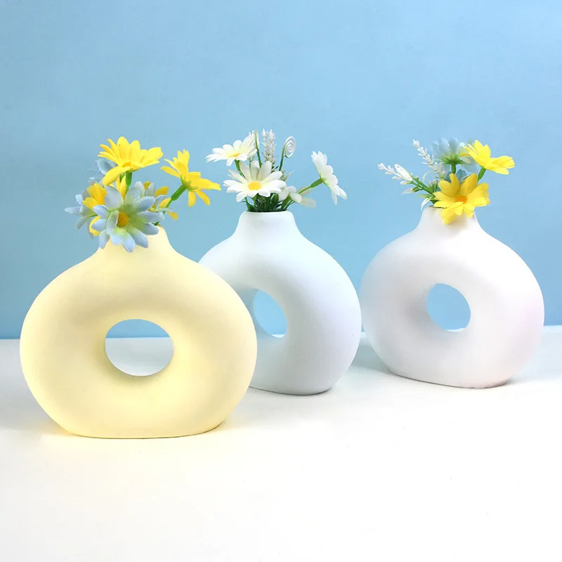 Large Nordic Circles Vase Silicone Mold Home Ornaments Desktop Decorations Casting Mould DIY Concrete Gypsum Vase Making Tool