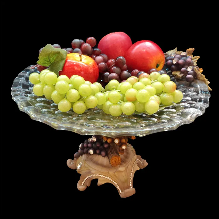 
Wholesale glass fruit plate gift home decoration accessories table crystal standing plate 