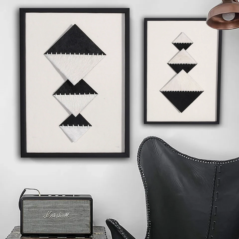 M3-405Custom Your Own Designs Decor 3D Wall Art Frame Fashion Black and white horse hair Hanging Pictures For Living Room