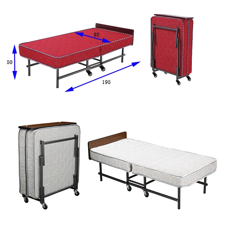 Steel metal double size folding foam beds single bed frame big size hotel