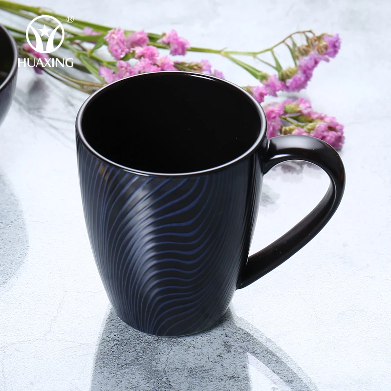 wholesale modern ceramics porcelain black embossed design royal black crockery ceramic dinnerware sets