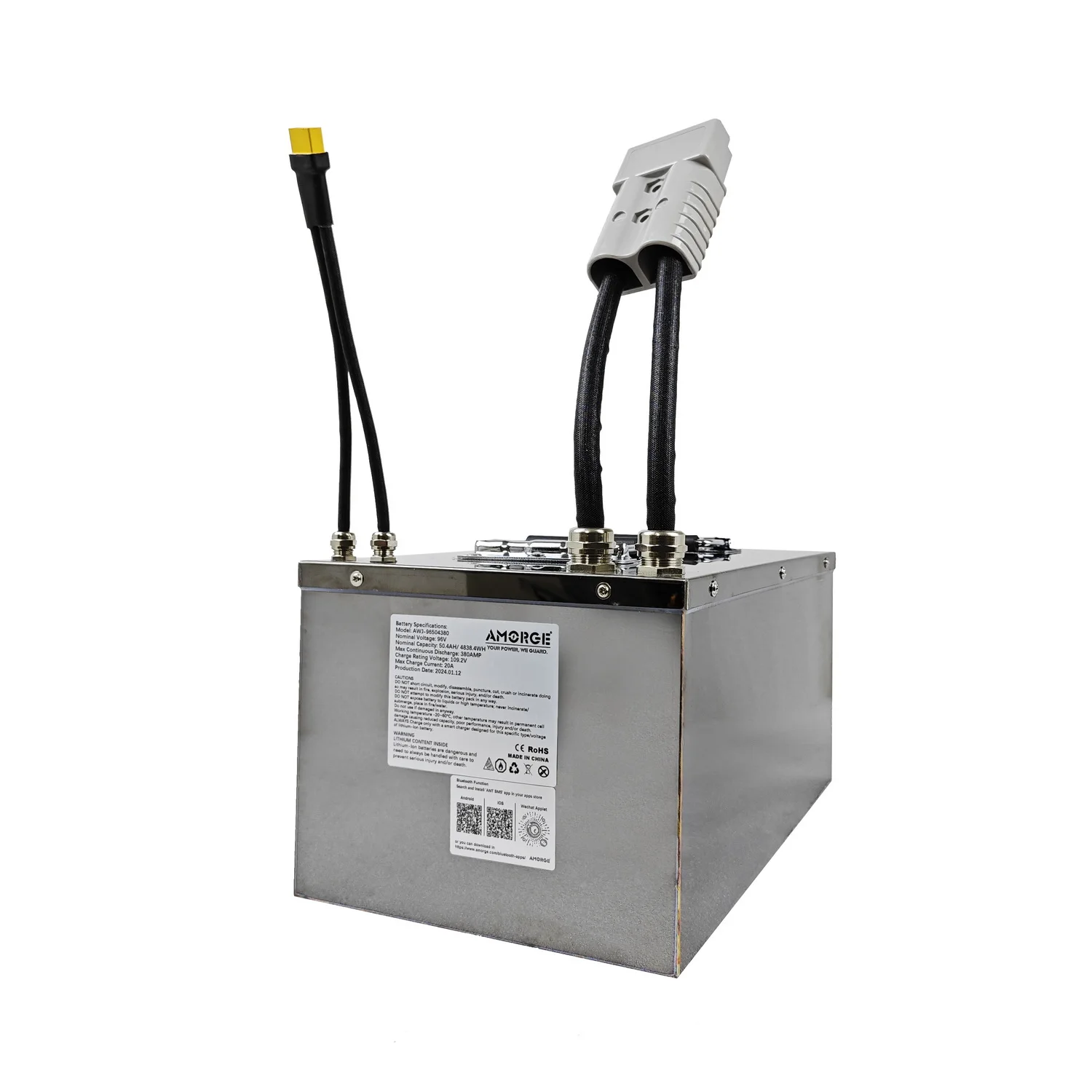 AMORGE на заказ 96 В 50 4 А/ч 380AMP металлическая коробка аккумуляторная батарея с муравейным Bluetooth BMS