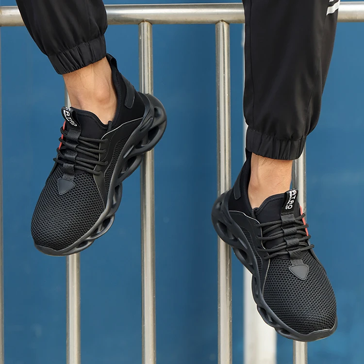 Magic strap mesh esd working shoes lady man casual anti puncture work safety steel toe cup labor jogger