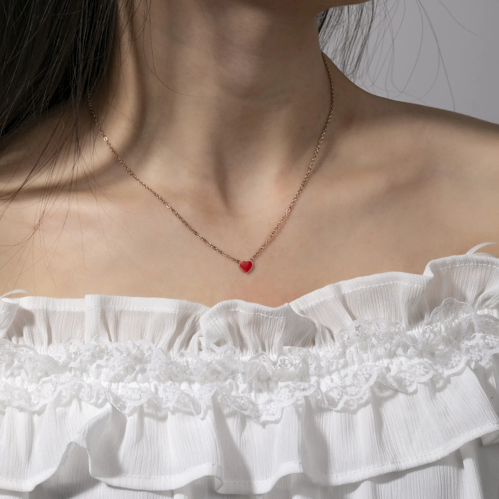 
romantic Heart necklace fashion jewelry Rose Gold necklace 316L Stainless Steel women jewelry 