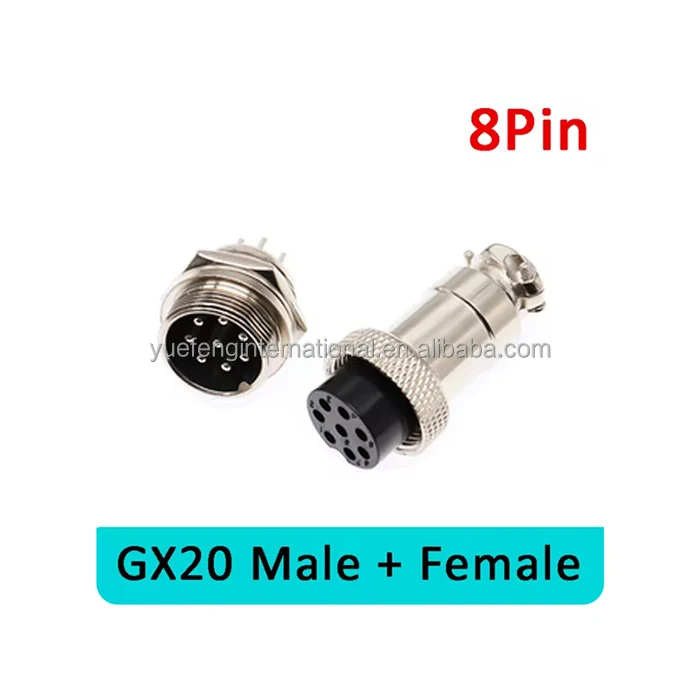 Factory Wholesale CE RoHS GX20 Circular Aviation Quick Wire Panel Connector 8 Pin GX20 Male Female Nut Butt Socket Plug Adapter