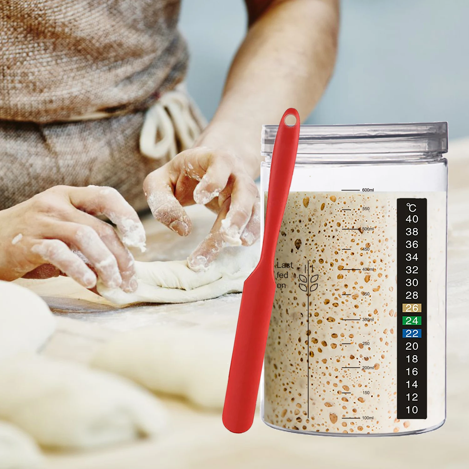 Yongli J-05 Sourdough Starter Jar Sourdough Starter Kit with 2 Part Metal Lid Sour dough Crock Bread Baking