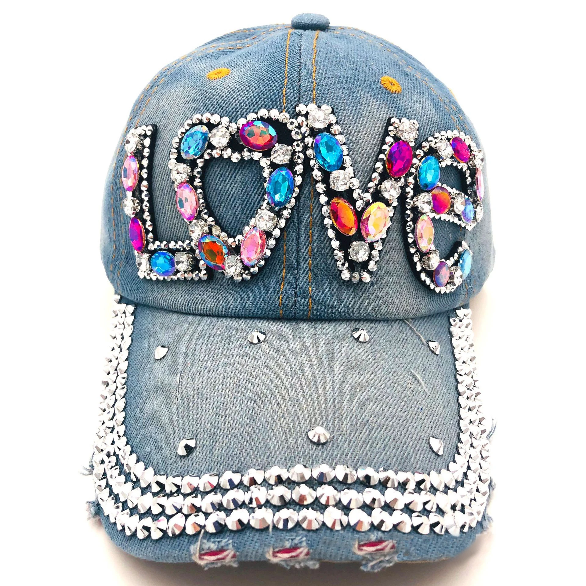 Factory wholesale rhinestone baseball caps new style summer trendy fashion bucket hat bright diamond rhinestone Unisex hat