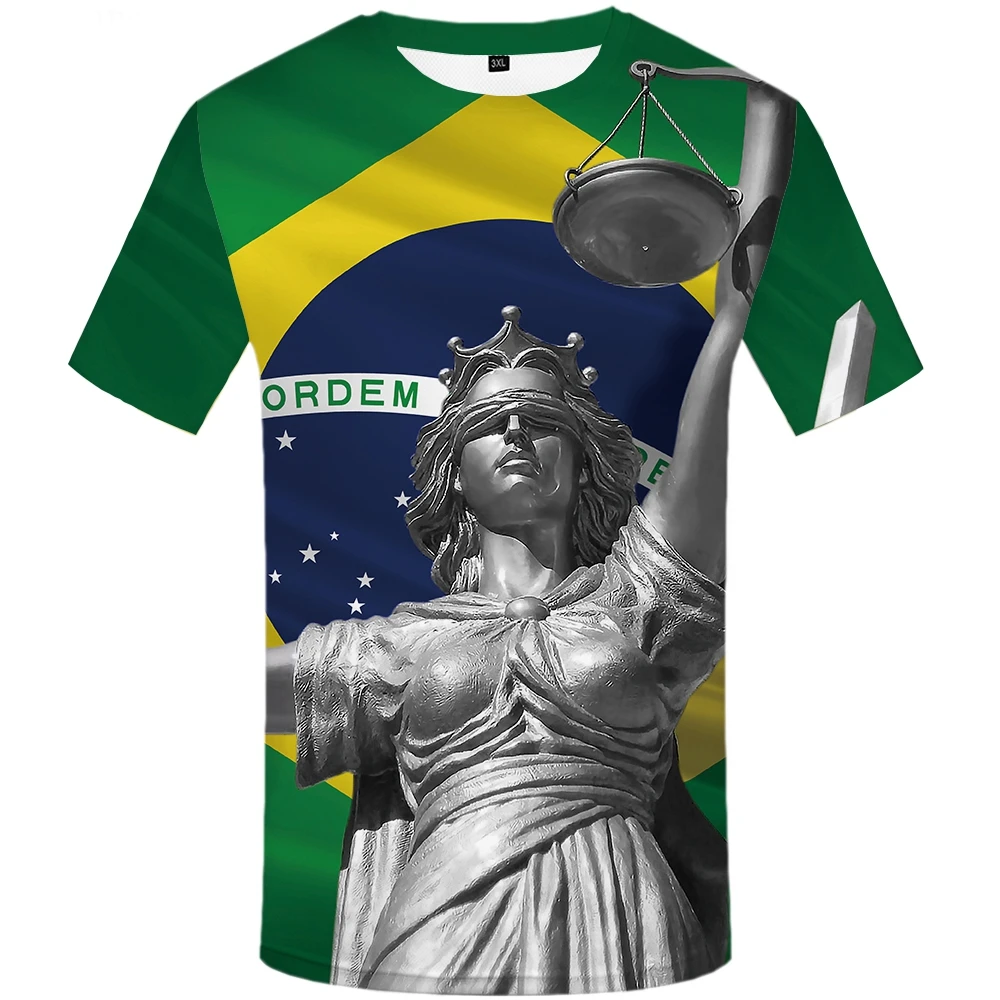 Goddess Of Justice T Shirt Men Statue T-shirt Brazilian Character 3d Printed Tshirt Anime Clothes Punk Rock Mens Clothing