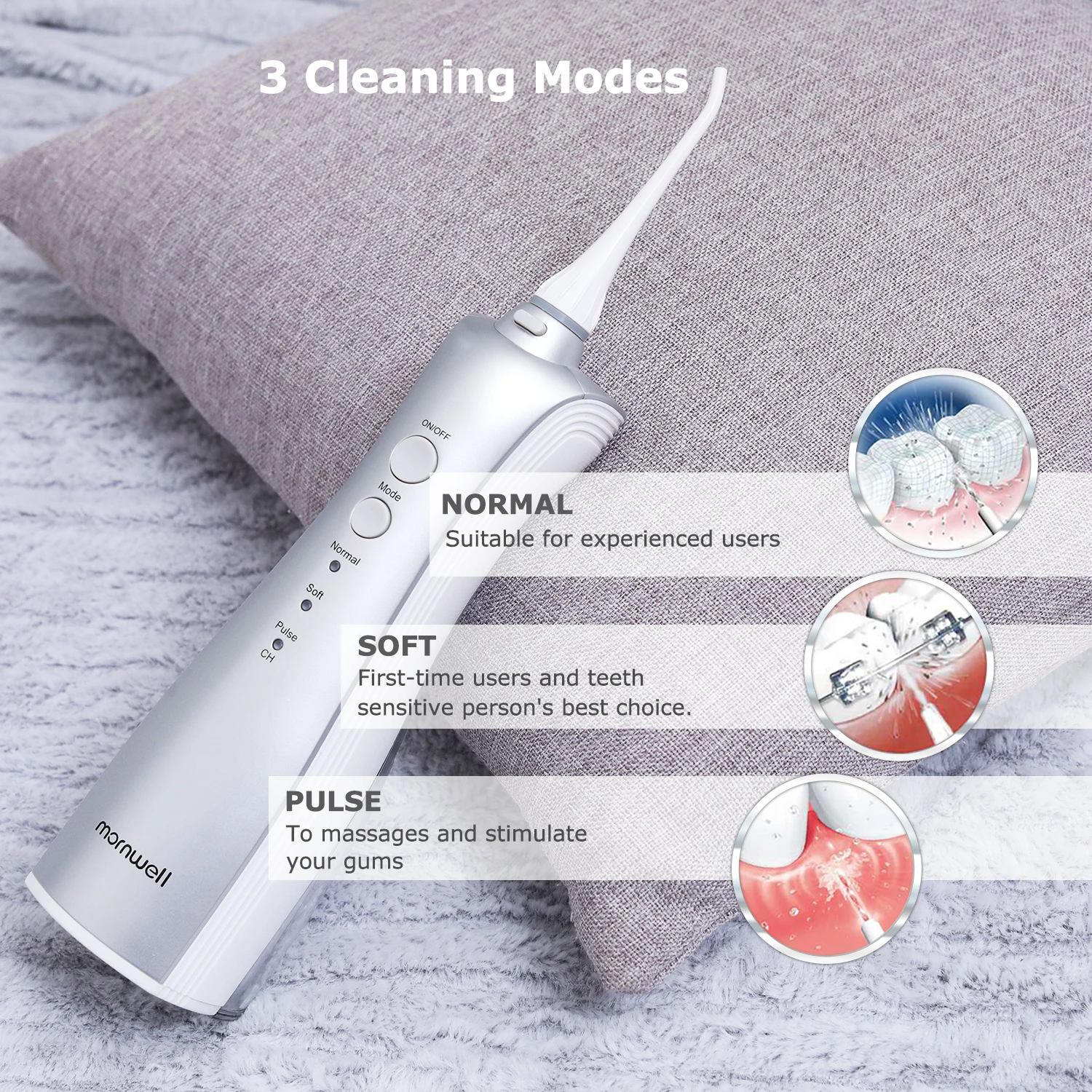 Mornwell 150ml Oral Care Appliances Portable Cordless Oral Irrigator Waterflosser Water Flosser